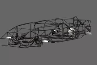 design 3d chassis, suspension system, steering comp,axle, crossmember,spring,cad