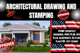 draw, stamp architectural engineering mep hvac plan for city