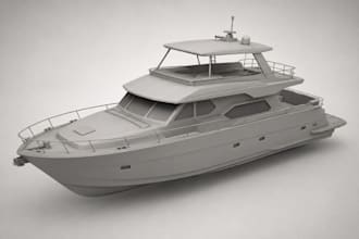 create 3d ship model, 3d boat model, yacht design, hull and rendering