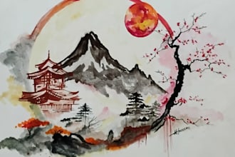 draw traditional watercolor anime illustration and custom book cover art