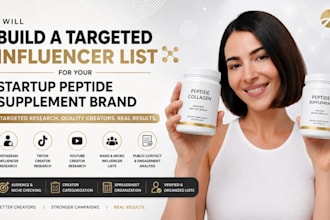 build active influencer list for startup peptide supplement brand