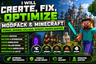 fix optimize modpack minecraft forge, spawn, village, spigot, paper server