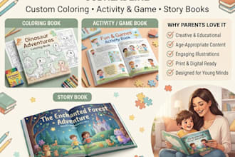 create custom coloring books, activity books, and storybooks