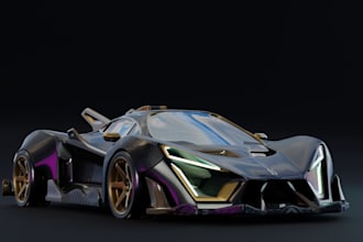 design 3d hypercar concept for videogame,custom bodykit in blender, 3d animation