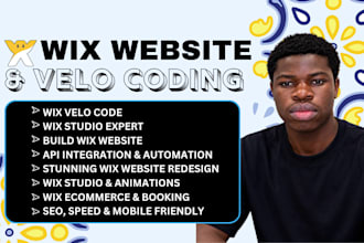 develop custom wix velo code, API integration, database, and custom features