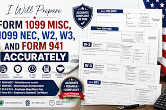 prepare form 1099 misc, 1099 nec, w2, w3, and form 941 accurately