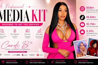 design luxury epk, media kit, press kit, one sheet design, rate card in canva