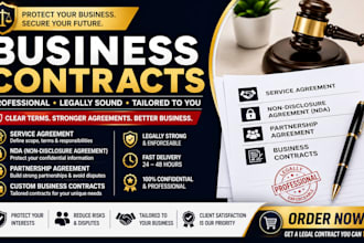 draft service agreement, nda, partnership agreement, business contract legal doc