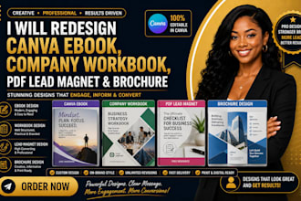 redesign canva ebook, company workbook, pdf lead magnet and brochure