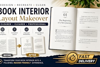 redesign recreate and clean your existing or messy book interior layout