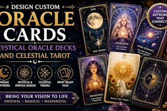 design custom oracle cards, mystical oracle decks and celestial tarot