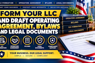 form your llc and draft operating agreement, bylaws and legal documents
