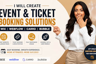 design event wix webflow carrd bubble ticket booking website and landing page