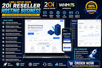 set up 20i reseller hosting business website with whmcs or hosting