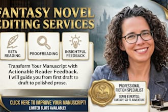 beta read,proofread and provide feedback on your fantasy novel
