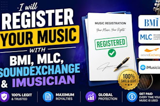 register your music with bmi, mlc, soundexchange and imusician
