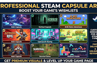 design steam capsule art game banner for indie games