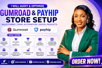 audit gumroad payhip store setup sales funnel email automation digital products