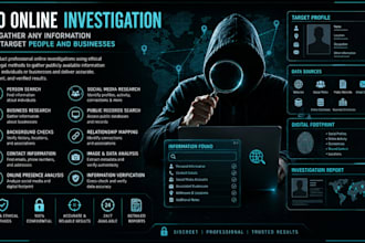do online investigation to gather any informations target people and businesses