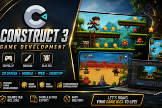 develop 2d,3d online multiplayer game, web game with construct 3 and fix bugs