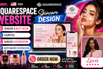 design and redesign cosmetic squarespace website, beauty website and skincare