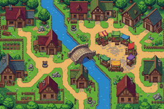 do pixel art tileset background 2d top down rpg map sprite sheet game asset