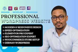 design german wordpress website with elementor pro, redesign or fix wordpress