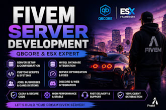 develop a professional fivem server with qbcore or esx