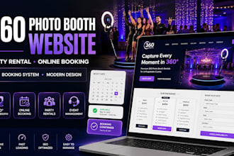 do 360 photo booth party rental website event rental with booqable, wordpress