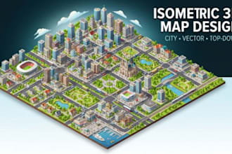 design isometric 2d 3d city map, vector map top down and custom map illustration