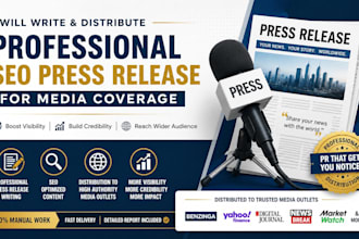 write and distribute a professional SEO press release for media coverage