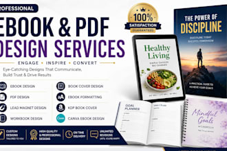 ebook design, pdf design, lead magnet, workbook design, book cover design,