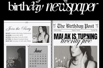 design a custom birthday newspaper invitation or poster
