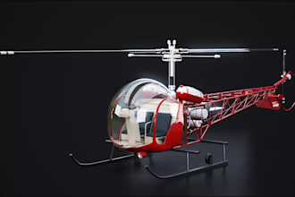 render3d utility helicopter,openframe aircraft,rotorcraft stl,cad,airplane parts