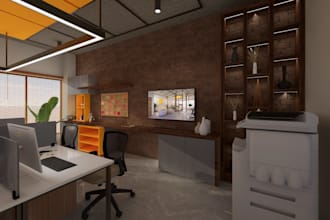 design your office, studio office interior with professional 3d visualization