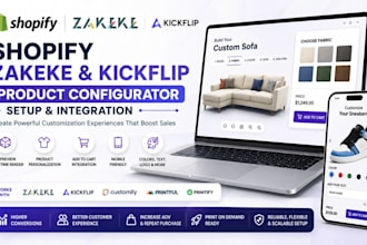 setup shopify zakeke product configurator, kickflip and customization