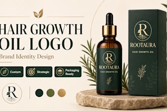 design a professional hair growth oil logo and brand