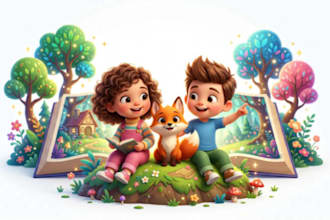 illustrate 3d children story book