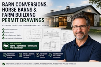 create barn conversion horse barn and farm building permit drawings