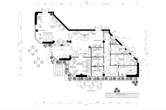 sketch accurate salon floor plan, massage room layouts, 2d wellness spa drawing