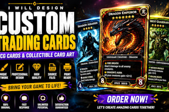 design custom trading cards, tcg cards and collectible card art