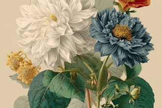 draw fineline botanical delicate flowers