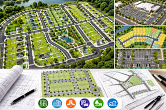 create land subdivision plans layout, site map, plot plan, iot layout, park plan