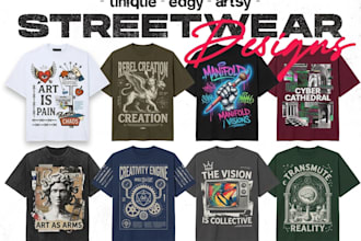 create unique streetwear, edgy, artsy tshirt designs