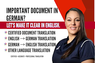 provide certified german to english translation for legal and official document