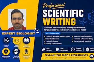 write articles, blogs on biology, medical, and life sciences topics