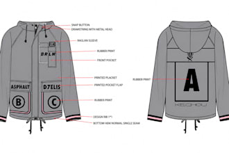 create clothing tech pack, apparel tech pack, garment tech pack, factory ready