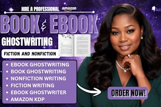be your book and ebook ghostwriter, ghost book write 100 000 words amazon KDP