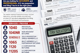 prepare and efile us tax return for individual and business 1040, 1120, 1065