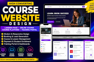 build course landing page online course website booking system training portal